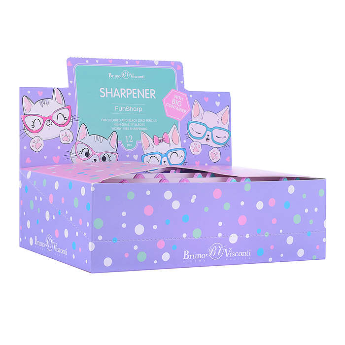 Точилка с контейнером, 1 отверстие "Funsharp. розовый котик", 2 цвета