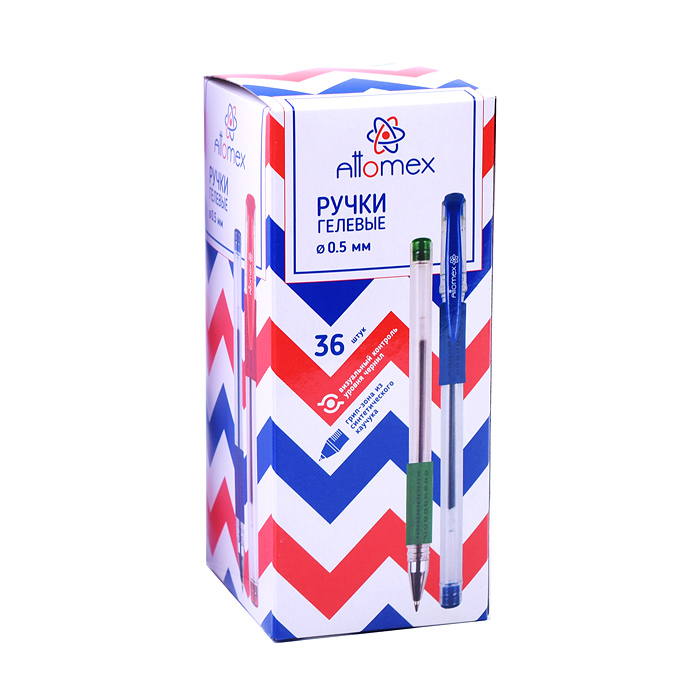Фото к товару Ручка гелевая "Attomex" d=0,5 мм, прозрачный корпус с металлическим наконечником и каучуковым держат Ручка гелевая "Attomex" d=0,5 мм, прозрачный корпус с металлическим наконечником и каучуковым держат