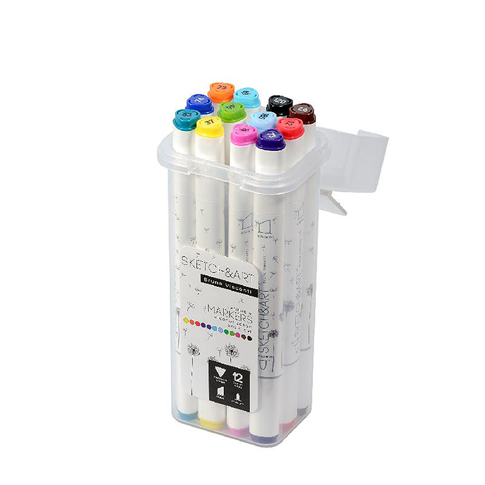 Набор двусторонних скетч-маркеров "Sketch&Art. базовый", 12 цв. в пластиковом пенале