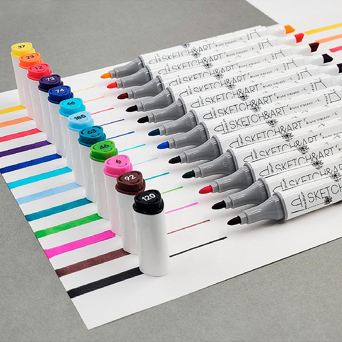 Набор двусторонних скетч-маркеров "Sketch&Art. базовый", 12 цв. в пластиковом пенале