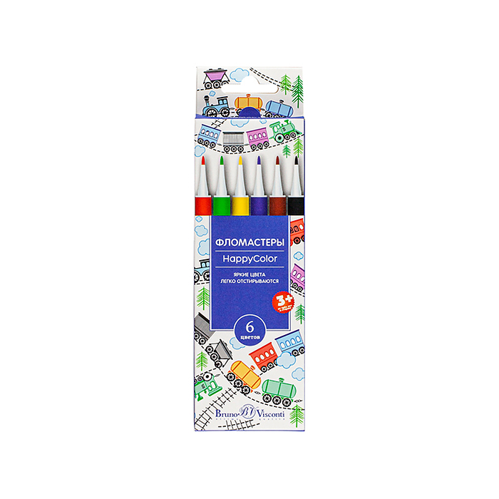 Фломастеры "Happycolor" 6 цв. 4 вида