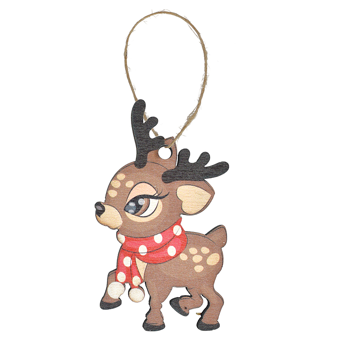 Набор новогодних украшений S2264 "Оленята" (6,5* 5 см х 9шт) в коробке