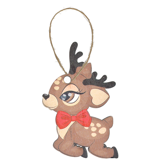 Набор новогодних украшений S2264 "Оленята" (6,5* 5 см х 9шт) в коробке