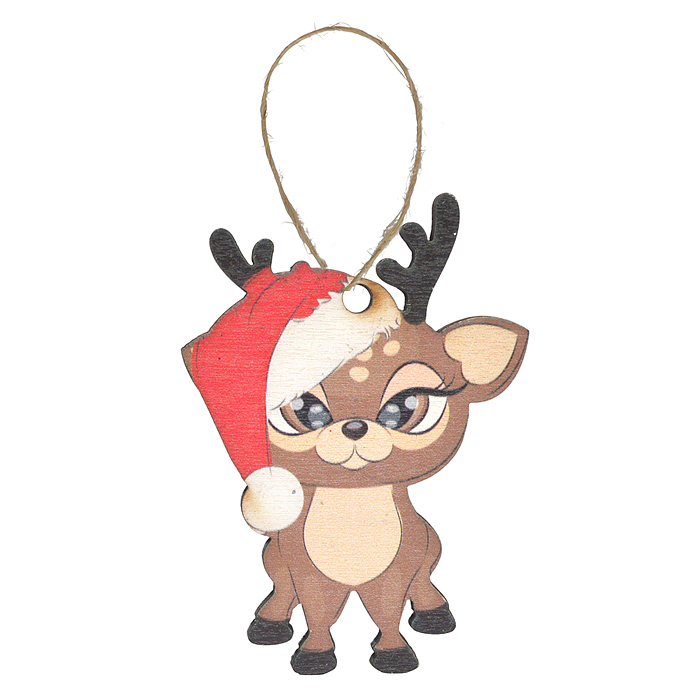 Набор новогодних украшений S2264 "Оленята" (6,5* 5 см х 9шт) в коробке