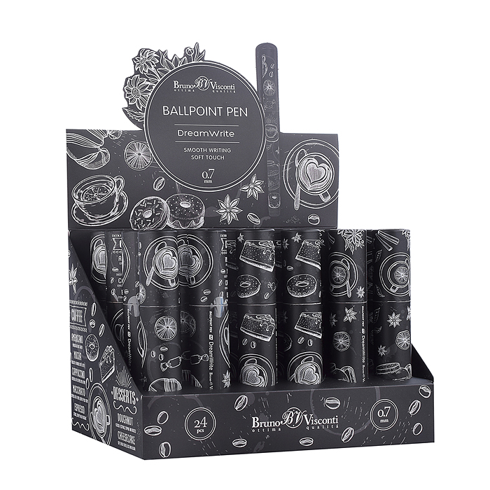 Фото к товару Ручка "DreamWrite. "Caffè nero" шариковая 0.7 мм, синяя, 3 вида Ручка "DreamWrite. "Caffè nero" шариковая 0.7 мм, синяя, 3 вида