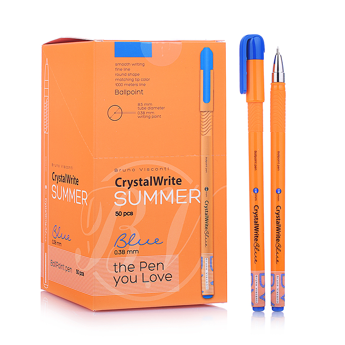 Ручка "CrystalWrite.Summer" шариковая, 0.38 мм, синяя