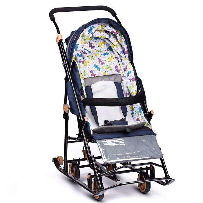 Фото к товару Санки-коляска "Glory gloss" (лён тёмно-синий) Санки-коляска "Glory gloss" (лён тёмно-синий)