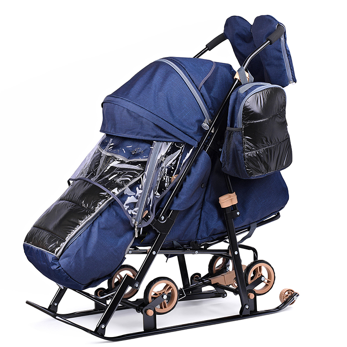 Фото к товару Санки-коляска "Glory gloss" (лён тёмно-синий) Санки-коляска "Glory gloss" (лён тёмно-синий)