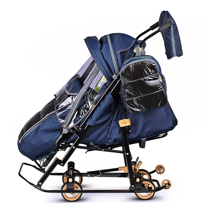 Фото к товару Санки-коляска "Glory gloss" (лён тёмно-синий) Санки-коляска "Glory gloss" (лён тёмно-синий)