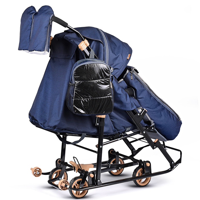 Фото к товару Санки-коляска "Glory gloss" (лён тёмно-синий) Санки-коляска "Glory gloss" (лён тёмно-синий)