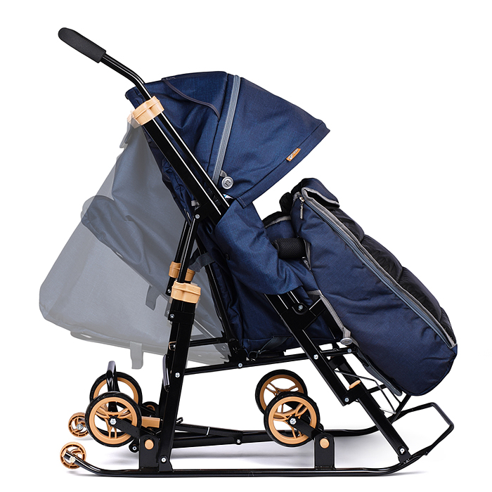 Фото к товару Санки-коляска "Glory gloss" (лён тёмно-синий) Санки-коляска "Glory gloss" (лён тёмно-синий)