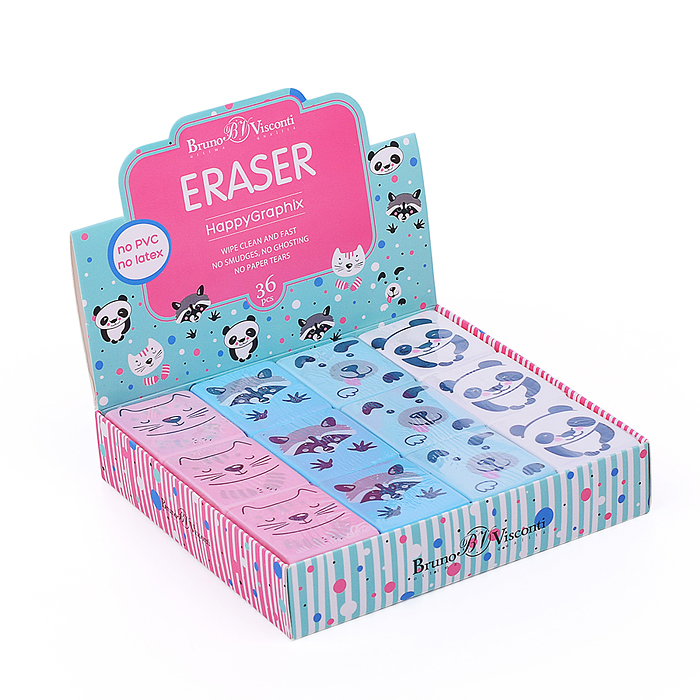 Ластик "HappyGraphix. Милашки-мордашки", 4 цвета