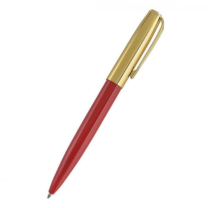 Ручка "Napoli" в металлическом Premium футляре, 1,0 мм, синяя (корпус красн и зол, футляр черный)