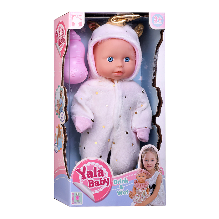 Пупс YL2425E-B "Ванечка" в костюме единорожка (пьет, писает) с аксессуарами, в коробке