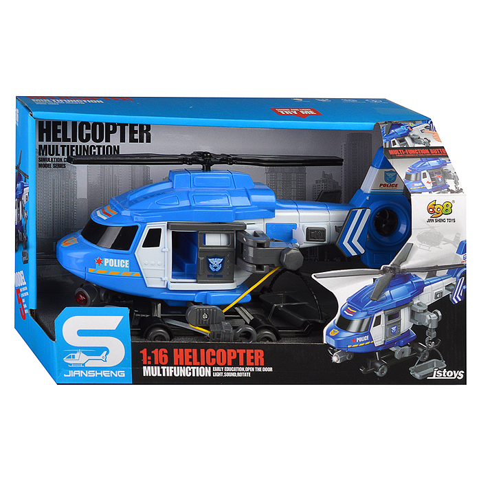 Вертолет JS128B "Полиция" (свет, звук) в коробке