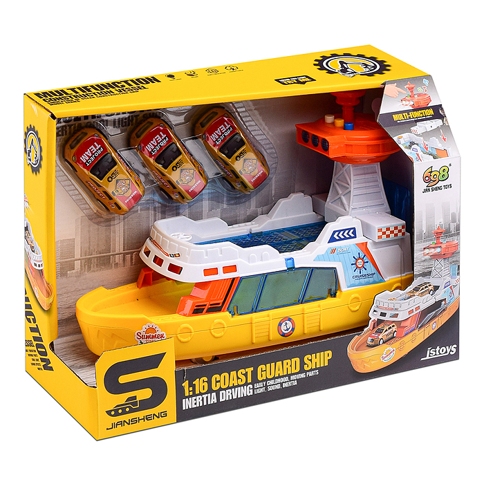 Фото к товару Катер JS160B "Морская гавань" на батарейках, с машинками, в коробке Катер JS160B "Морская гавань" на батарейках, с машинками, в коробке