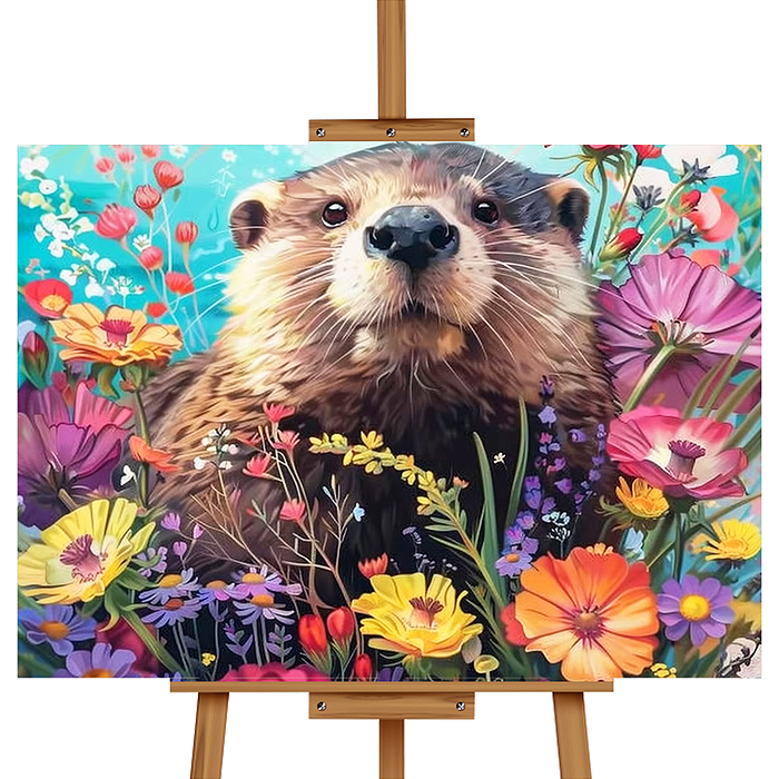 Мозаика алмазная MKA4030-2 "Капибара в цветах" 30*40см.