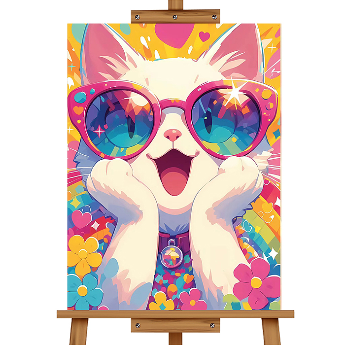 Мозаика алмазная MKA4030-46 "Кот в розовых очках" 30*40см.