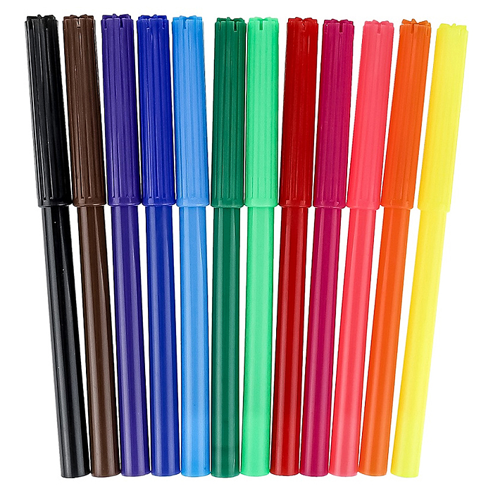 Фломастеры 12цв с вентилируемым колпачком "Красное авто" в пласт. блистере, 