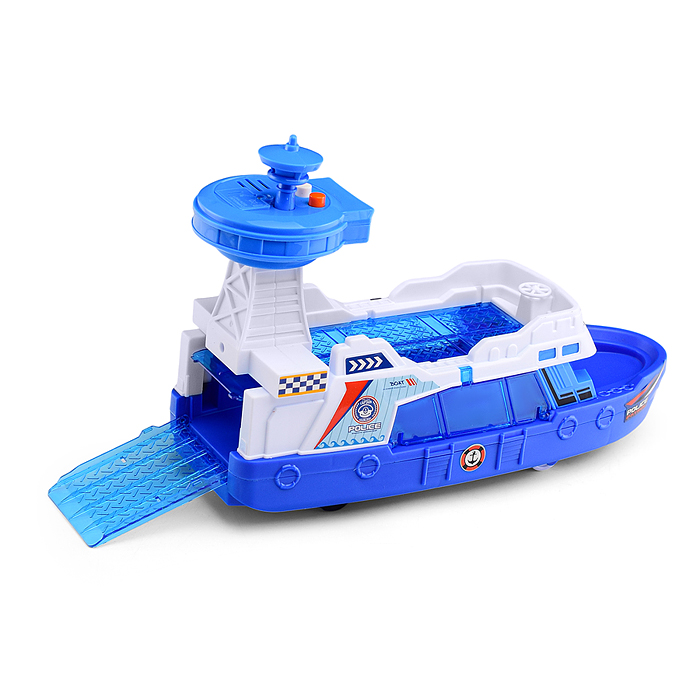 Фото к товару Катер JS160A "Патруль" на батарейках, с машинками, в коробке Катер JS160A "Патруль" на батарейках, с машинками, в коробке