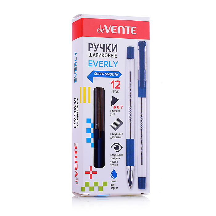 Ручка шариковая "Everly" d=0,7 мм, ультра гладкое письмо, чернила на масляной основе, с прозр. корп