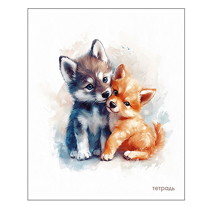 Тетрадь 48л. клетка, блестки, по сериям  "Милые зверята"
