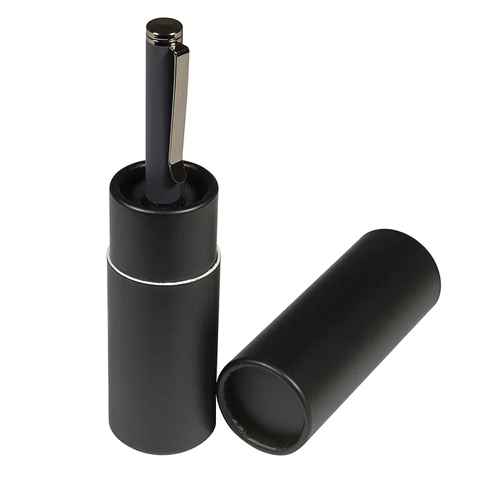 Ручка "Venezia Pragmatico" в картотнном тубусе, 1,0 мм, синяя (корпус серый, футляр черный)