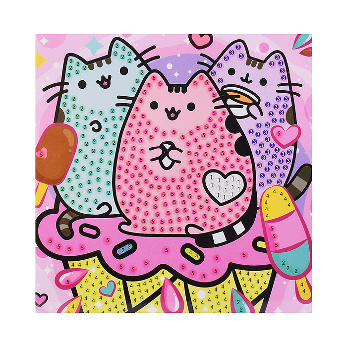 Алмазная мозаика 15х15 "Котики-пушинки" в коробке