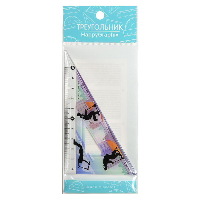 Фото к товару Треугольник пластиковый "HappyGraphix. Самокаты", 30 градусов Треугольник пластиковый "HappyGraphix. Самокаты", 30 градусов
