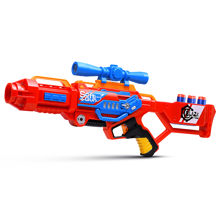 Фото к товару Бластер 7068 "Нападение" с мягкими пулями, в коробке Бластер 7068 "Нападение" с мягкими пулями, в коробке