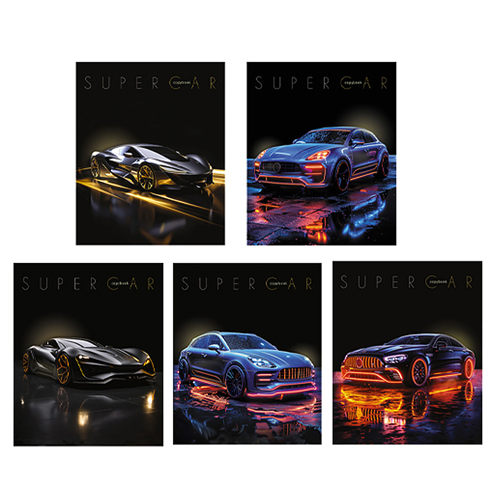 Тетрадь 48л. клетка "Золотое авто" блестки, по сериям  