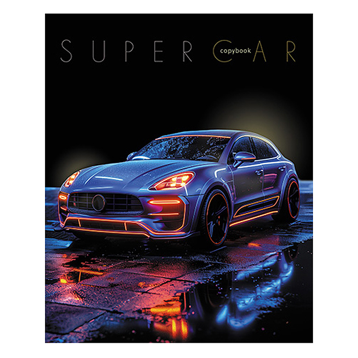 Тетрадь 48л. клетка "Золотое авто" блестки, по сериям  