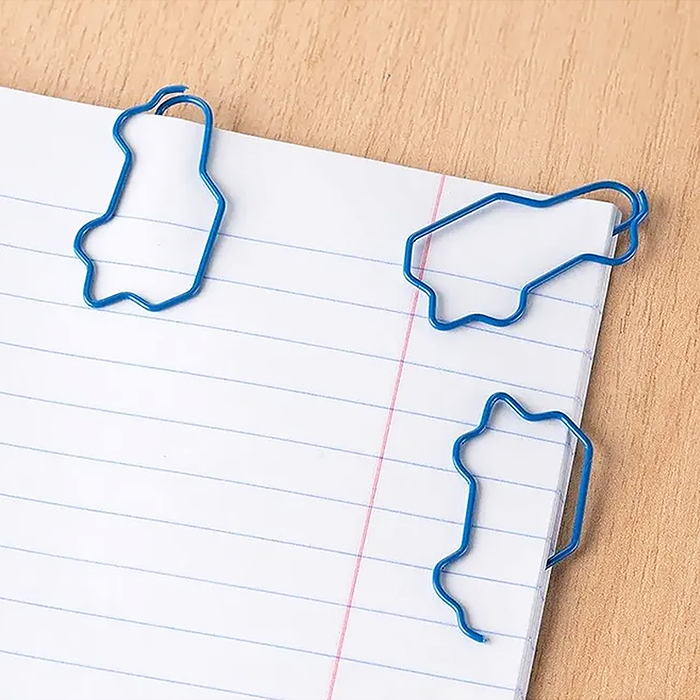 Скрепки фигурные машинка L40 мм, 12 шт., пластик. коробка, европодвес синие 