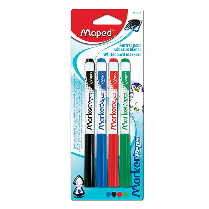 Маркеры для белых досок "Marker pep's" 4 цвета ассорти в блистере