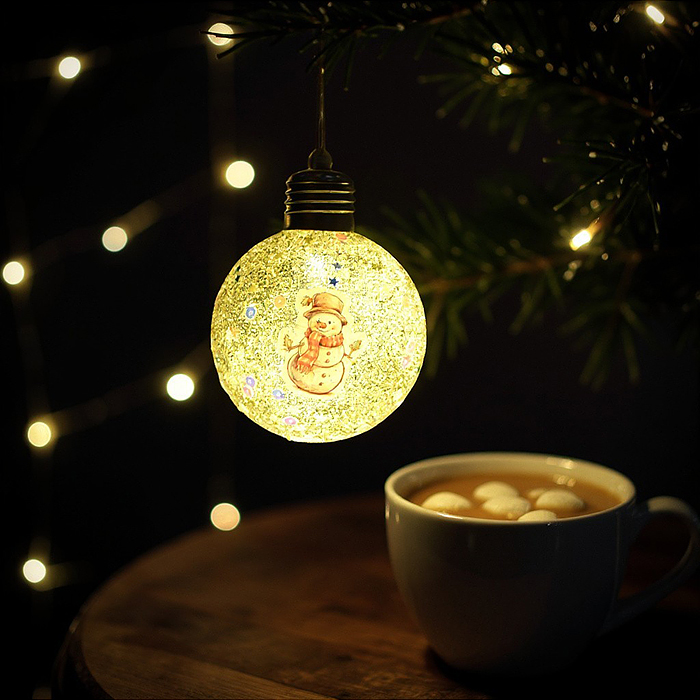 Новогоднее украшение S2599 "Снеговичок" светящийся (8см)