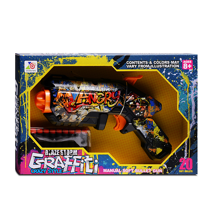 Бластер ZC7203 "Графити" с мягкими пулями, в коробке