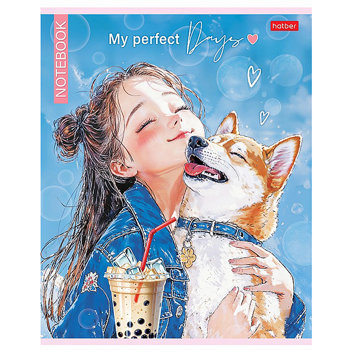 Тетрадь 48л клетка "Bubble tea" на скобе ламинац. Soft-touch запечатанный оборот