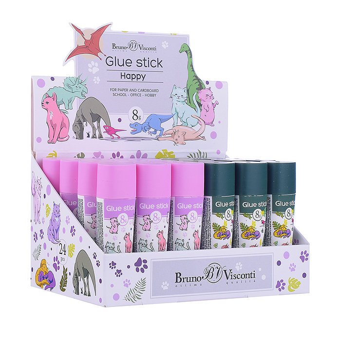 Клей-карандаш на PVP основе "Happy" 8 г