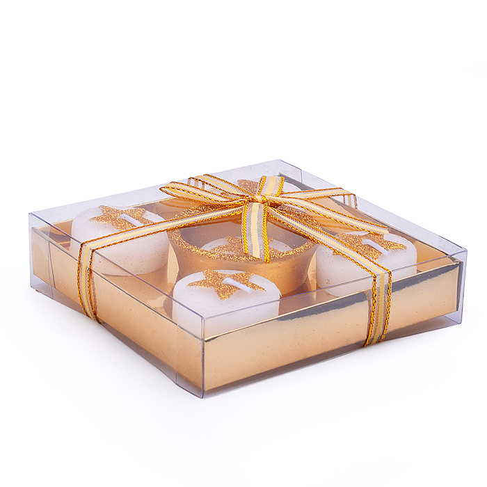 Фото к товару Набор свечей с подсвечником 00-7035 "Золотая звёздочка" (5шт.) Набор свечей с подсвечником 00-7035 "Золотая звёздочка" (5шт.)