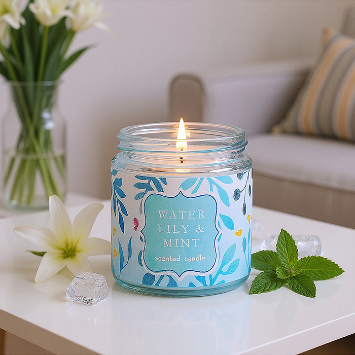 Фото к товару Арома свеча 00-7080 "Водяная лилия и мята" Арома свеча 00-7080 "Водяная лилия и мята"