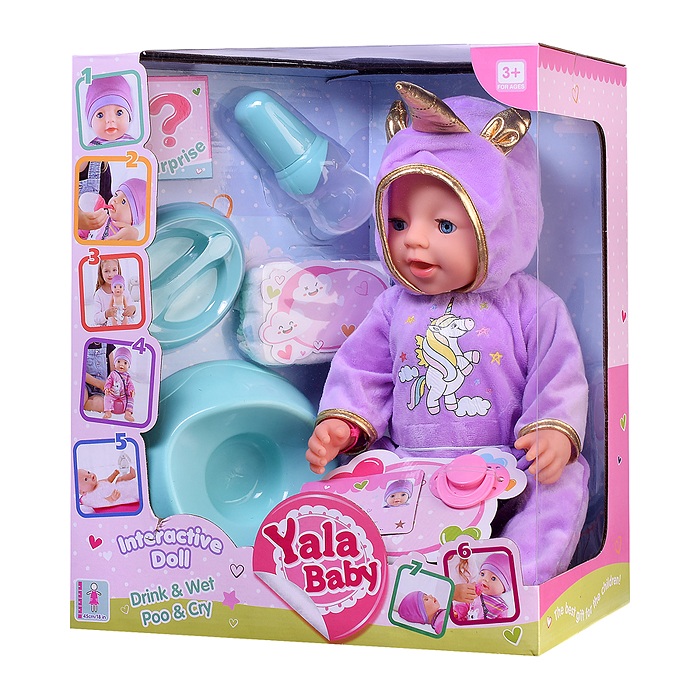 Фото к товару Пупс BL242J в костюме единорога (пьет, писает, слезы) с аксессуарами, в коробке Пупс BL242J в костюме единорога (пьет, писает, слезы) с аксессуарами, в коробке