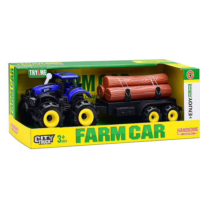 Трактор 9878-3C "Веселая ферма" с бревнами, в коробке