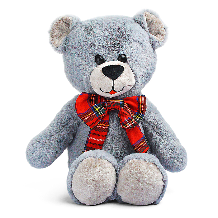 Мишка Ваня В25 серый с бантом 