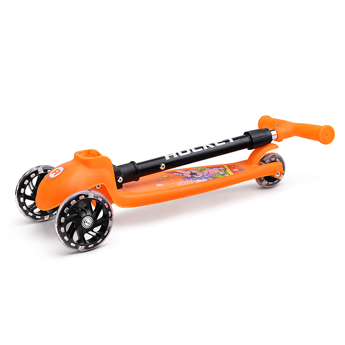 Самокат трёхколёсный ROCKET колёса PU, цвет оранжевый