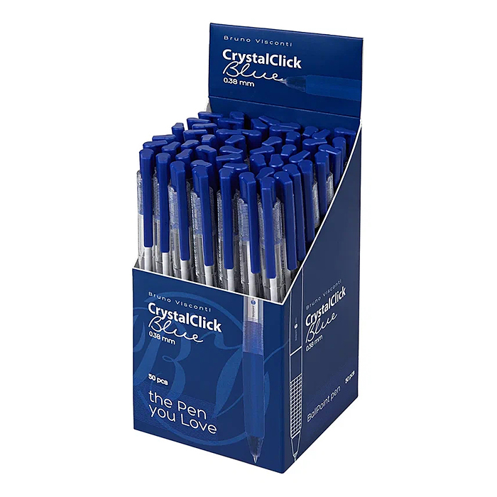 Ручка шариковая "CrystalClick" автоматическая, 0,38 мм, синяя