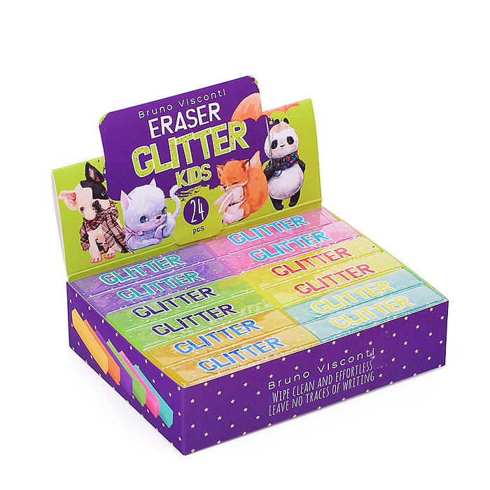 Ластик с глиттером "Kids", 6 цветов