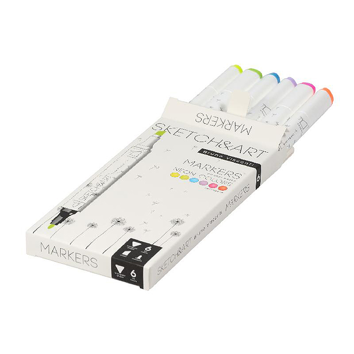 Набор двусторонних скетч-маркеров "Sketch&Art. Неоновые цвета", 6 цв.