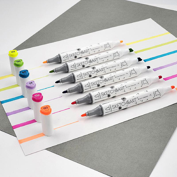 Набор двусторонних скетч-маркеров "Sketch&Art. Неоновые цвета", 6 цв.