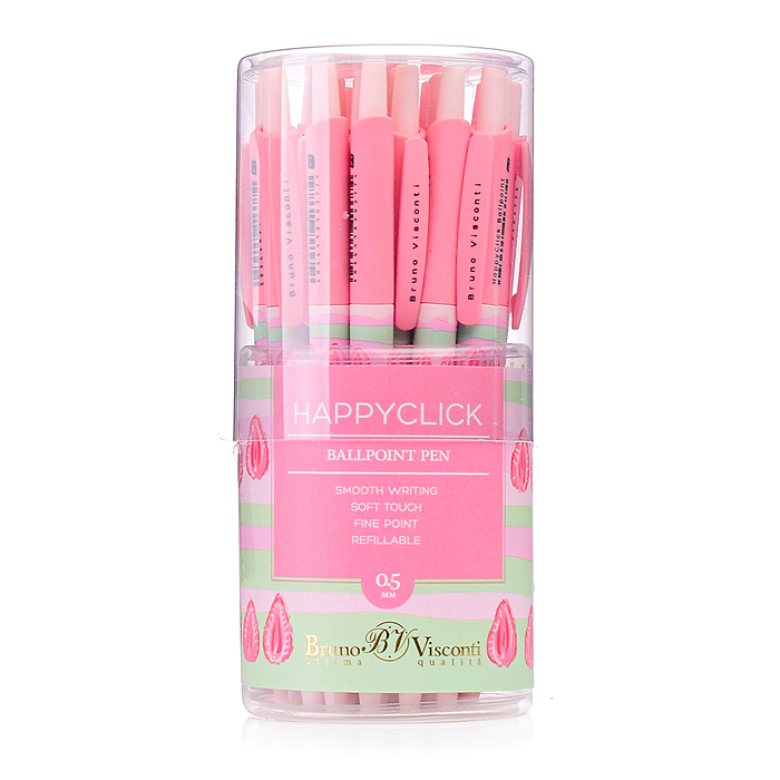 Ручка "HappyClick. Ягодные тортики. Клубника" шариковая 0.5мм, синяя