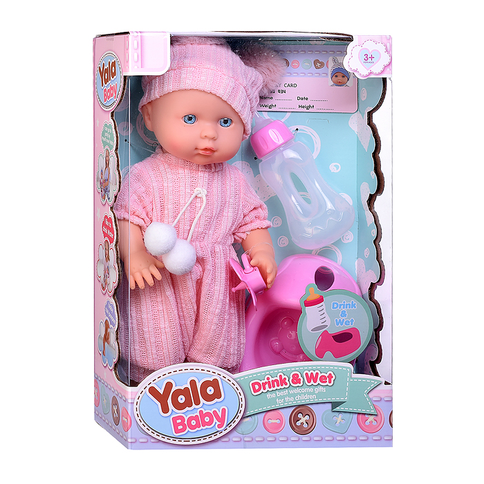 Пупс YL2530A-D "Таисия" (пьет, писает) с аксессуарами, в коробке